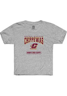 Summit Sportswear Central Michigan Chippewas Youth Grey Women's Cross Country Short Sleeve T-Shirt