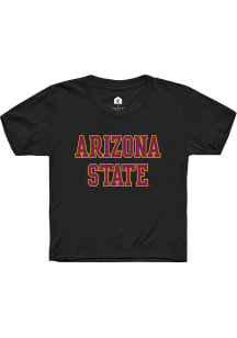 Rally Arizona State Sun Devils Youth Black Straight Block Short Sleeve T-Shirt