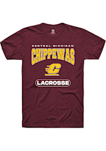 Summit Sportswear Central Michigan Chippewas Maroon Lacrosse Short Sleeve T Shirt