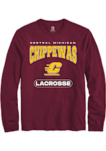 Summit Sportswear Central Michigan Chippewas Maroon Lacrosse Long Sleeve T Shirt