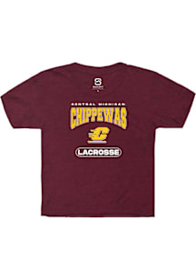 Summit Sportswear Central Michigan Chippewas Youth Maroon Lacrosse Short Sleeve T-Shirt