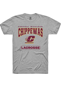 Summit Sportswear Central Michigan Chippewas Grey Lacrosse Short Sleeve T Shirt