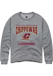 Rally Central Michigan Chippewas Mens Grey Lacrosse Long Sleeve Crew Sweatshirt