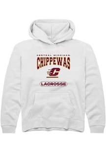 Summit Sportswear Central Michigan Chippewas Youth White Lacrosse Long Sleeve Hoodie