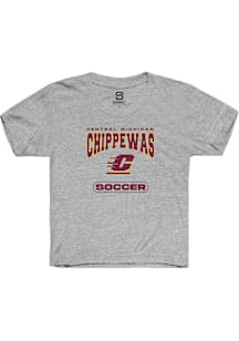 Summit Sportswear Central Michigan Chippewas Youth Grey Soccer Short Sleeve T-Shirt