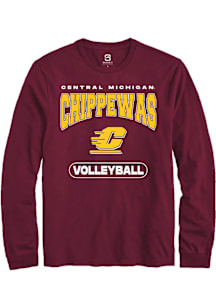 Summit Sportswear Central Michigan Chippewas Maroon Volleyball Long Sleeve T Shirt