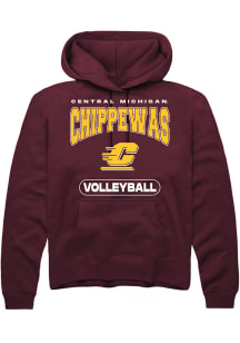 Rally Central Michigan Chippewas Mens Maroon Volleyball Long Sleeve Hoodie