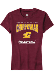 Rally Central Michigan Chippewas Womens Maroon Volleyball Short Sleeve T-Shirt