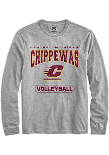 Summit Sportswear Central Michigan Chippewas Grey Volleyball Long Sleeve T Shirt