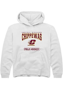 Summit Sportswear Central Michigan Chippewas Youth White Field Hockey Long Sleeve Hoodie