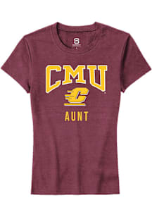Summit Sportswear Central Michigan Chippewas Womens Maroon Aunt Short Sleeve T-Shirt