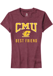 Summit Sportswear Central Michigan Chippewas Womens Maroon Best Friend Short Sleeve T-Shirt