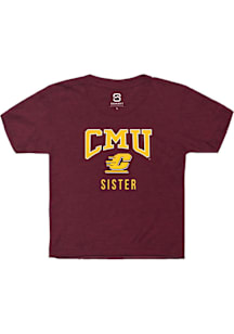 Summit Sportswear Central Michigan Chippewas Youth Maroon Sister Short Sleeve T-Shirt