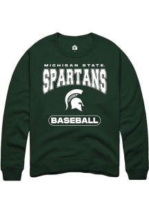 Mens Michigan State Spartans Green Rally Baseball Crew Sweatshirt