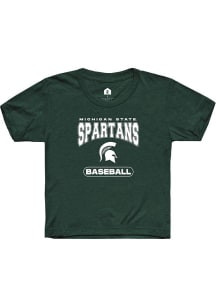 Youth Michigan State Spartans Green Rally Baseball Short Sleeve T-Shirt