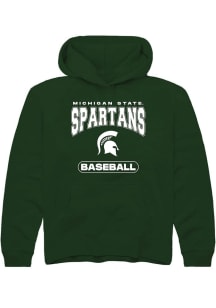 Youth Michigan State Spartans Green Rally Baseball Long Sleeve Hooded Sweatshirt