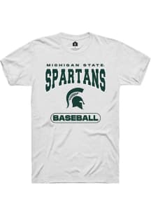 Michigan State Spartans White Rally Baseball Short Sleeve T Shirt