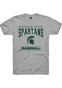 Michigan State Spartans Grey Rally Baseball Short Sleeve T Shirt