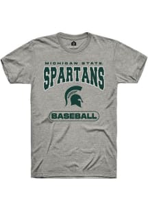 Michigan State Spartans Grey Rally Baseball Short Sleeve T Shirt