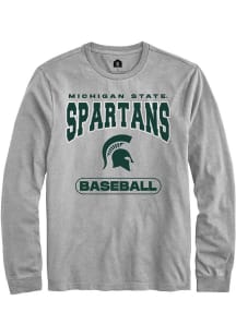 Mens Michigan State Spartans Grey Rally Baseball Tee