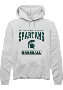 Mens Michigan State Spartans White Rally Baseball Hooded Sweatshirt