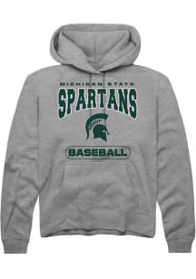 Mens Michigan State Spartans Grey Rally Baseball Hooded Sweatshirt