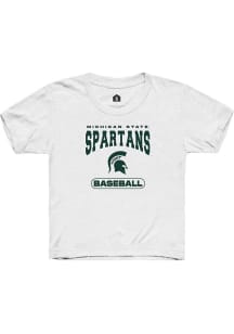 Youth Michigan State Spartans White Rally Baseball Short Sleeve T-Shirt