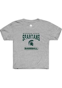 Youth Michigan State Spartans Grey Rally Baseball Short Sleeve T-Shirt