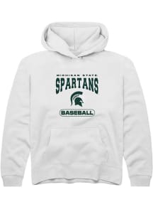 Youth Michigan State Spartans White Rally Baseball Long Sleeve Hooded Sweatshirt