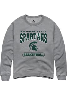 Mens Michigan State Spartans Grey Rally Basketball Crew Sweatshirt