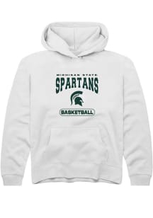 Youth Michigan State Spartans White Rally Basketball Long Sleeve Hooded Sweatshirt