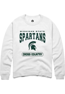 Mens Michigan State Spartans White Rally Cross Country Crew Sweatshirt