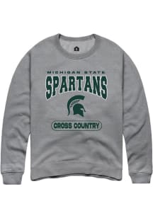 Mens Michigan State Spartans Grey Rally Cross Country Crew Sweatshirt