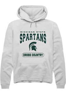 Mens Michigan State Spartans White Rally Cross Country Hooded Sweatshirt