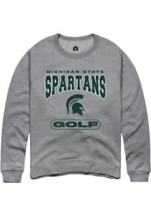 Mens Michigan State Spartans Grey Rally Golf Crew Sweatshirt