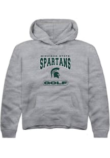 Youth Michigan State Spartans Grey Rally Golf Long Sleeve Hooded Sweatshirt