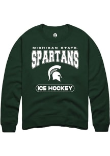 Mens Michigan State Spartans Green Rally Ice Hockey Crew Sweatshirt