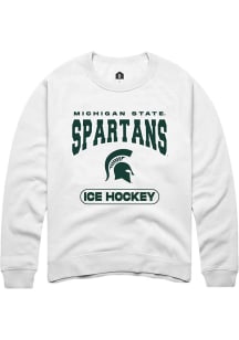 Mens Michigan State Spartans White Rally Ice Hockey Crew Sweatshirt