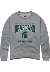 Mens Michigan State Spartans Grey Rally Ice Hockey Crew Sweatshirt