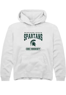 Youth Michigan State Spartans White Rally Ice Hockey Long Sleeve Hooded Sweatshirt