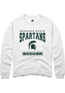 Mens Michigan State Spartans White Rally Soccer Crew Sweatshirt