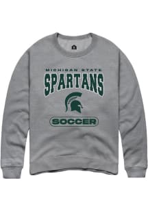 Mens Michigan State Spartans Grey Rally Soccer Crew Sweatshirt