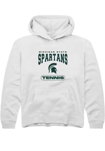 Youth Michigan State Spartans White Rally Tennis Long Sleeve Hooded Sweatshirt