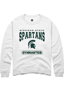 Mens Michigan State Spartans White Rally Gymnastics Crew Sweatshirt