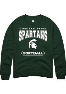 Mens Michigan State Spartans Green Rally Softball Crew Sweatshirt