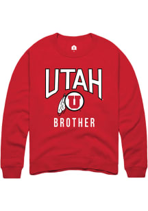 Rally Utah Utes Mens Red Brother Long Sleeve Crew Sweatshirt