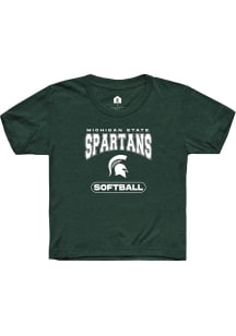 Youth Michigan State Spartans Green Rally Softball Short Sleeve T-Shirt