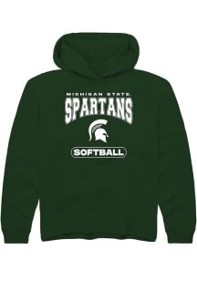 Youth Michigan State Spartans Green Rally Softball Long Sleeve Hooded Sweatshirt