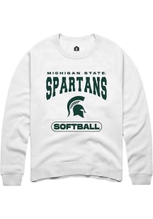 Mens Michigan State Spartans White Rally Softball Crew Sweatshirt