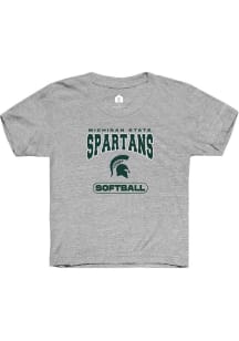 Youth Michigan State Spartans Grey Rally Softball Short Sleeve T-Shirt